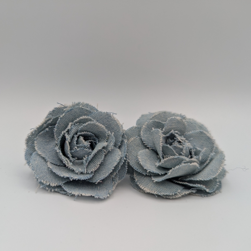 Hair clips-Vintage distressed denim flower